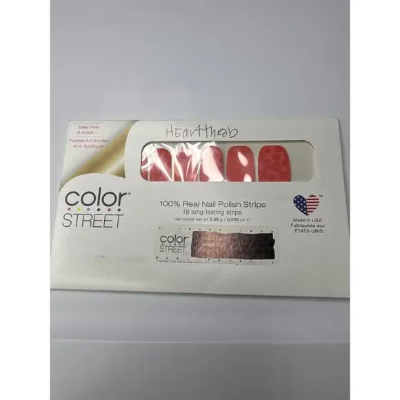 NWT Color Street “Heartthrob” Coral Heart Shaped Designs Nail Strips - Picture 2 of 4